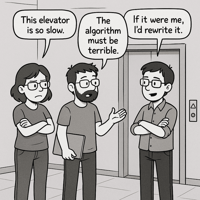 Programmer elevator scene